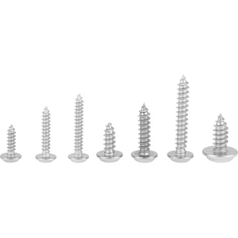 Ensemble 220 vis autotaraudeuses à tête bombée cruciforme M3 M4 M5 en acier inoxydable 304 pour bois et plastique (1/5)