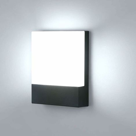 12W Outdoor Wall Light IP65 Waterproof Outside Wall Lights Black Exterior Wall Sconce Light for Garden Patio Balcony Courtyard Gate Mains Powered Outdoor Metal Wall Lamp - Square Cold White [Energy Cl (1/5)