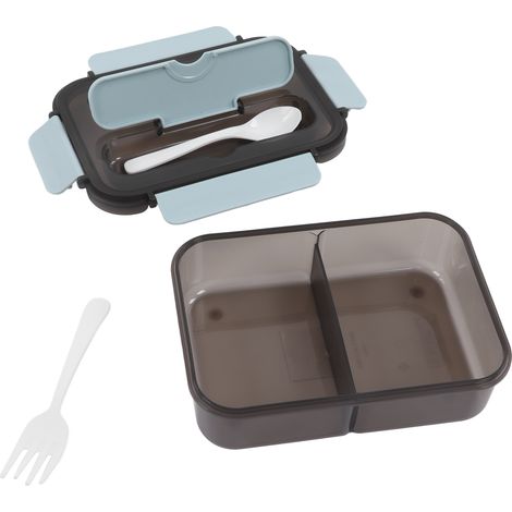 1100 ml Bento-Box mit Fächern, blau, große Größe, luftdichter Kunststoff für Mahlzeiten von Studenten und Büroangestellten, mikrowellengeeignet. (1/5)