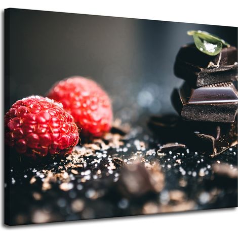 Leinwanddruck „Küche Himbeeren mit Schokolade“ 100x80