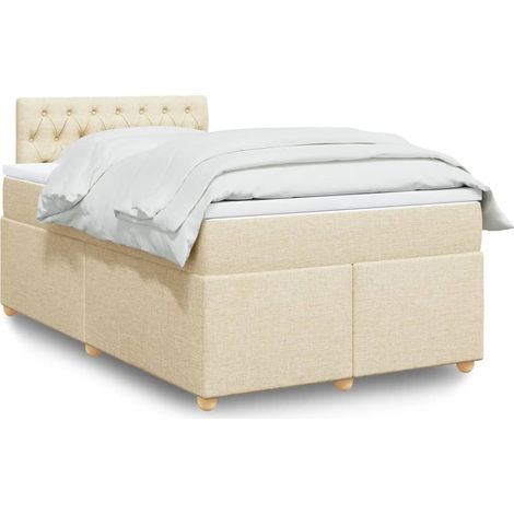 Sommier à lattes de lit avec matelas crème 120x190 cm tissu vidaXL (1/5)