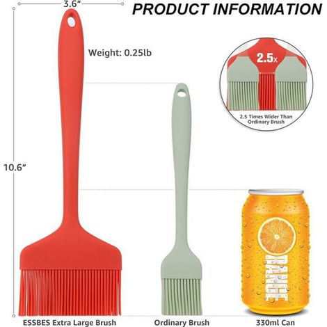 Pinceau à pâtisserie en silicone - pinceau inversé ultra-large résistant à la chaleur - pinceau à huile compatible lave-vaisselle (1/4)