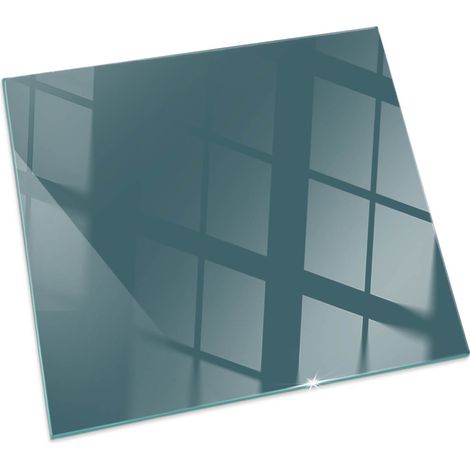 Plaque pare-feu en verre trempé pour cheminée protection du sol contre la chaleur Couleur mer Carrée 60x60 cm (1/5)
