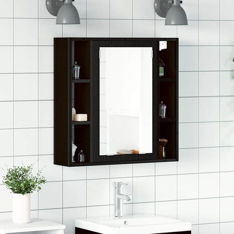 Badezimmer-Spiegelschrank Schwarze Eiche 60 x 16 x 60 cm Holzwerkstoff