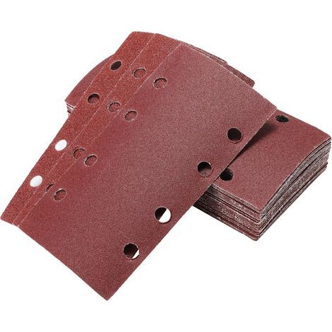 Lot 40 Feuilles Abrasives 93x185mm 8 Trous Grain 60-240 Oxyde D'aluminium Pour Ponceuse Orbitale Bois Peinture (1/5)