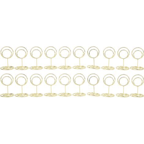 20 Supports de Numéro de Table Ronds Stables en Métal Électroplaqué pour Mariage Bureau Événement, Porte-Carte de Place Doré (1/5)