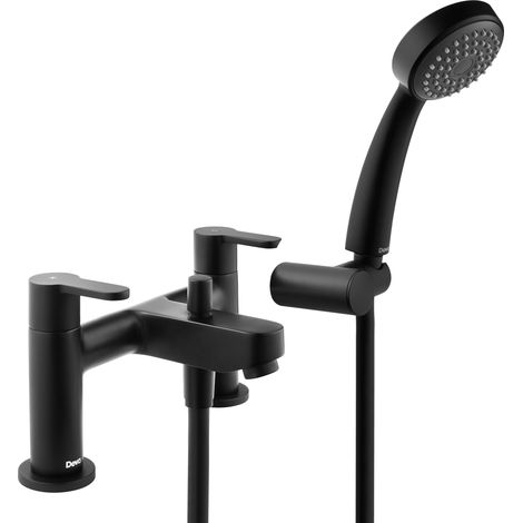 Deva Ethos Pillar Mounted Bath Shower Mixer Tap - Matt Black (1/5)
