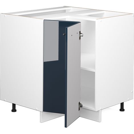 Mobile ad angolo cucina Fame-Line, Blu scuro lucido, 80.5 cm , PL Antracite, Vicco