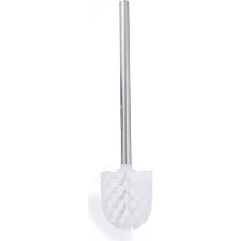 Cepillo de baño cromado con mango largo antideslizante de metal y cerdas de plástico duraderas, limpieza profunda, efecto antiadherente, larga vida útil, 35 cm, blanco. (1/4)
