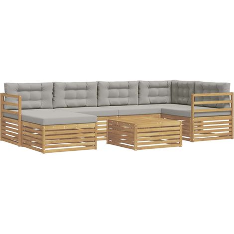 Outdoor Sofa Set with Cushion 7 pcs White and Light Grey vidaXL (1/5)