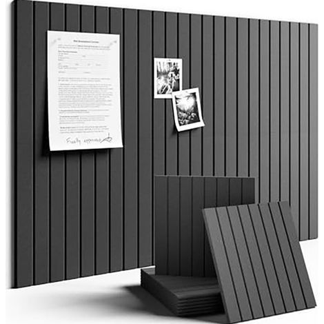 Tableau en Feutre Adhésif Décoratif Haut de Gamme, Lot de 12 Panneaux-120x90 cm, Idéal pour Afficher Notes et Photos au Bureau ou à la Maison,Noir (1/5)