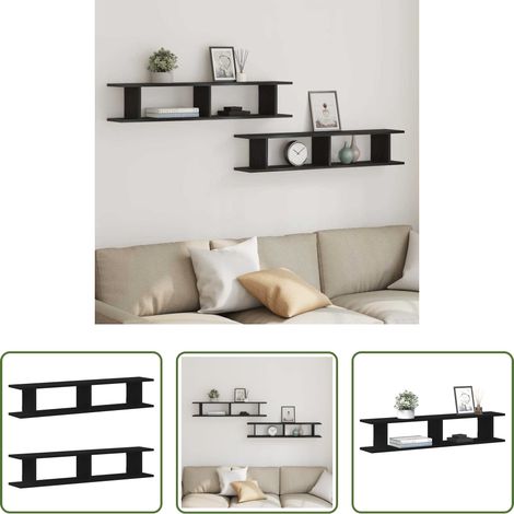 Wandregale - Wandregale 2Stk. Schwarz Eichen-Optik 105x18x20cm Holzwerkstoff (1/5)