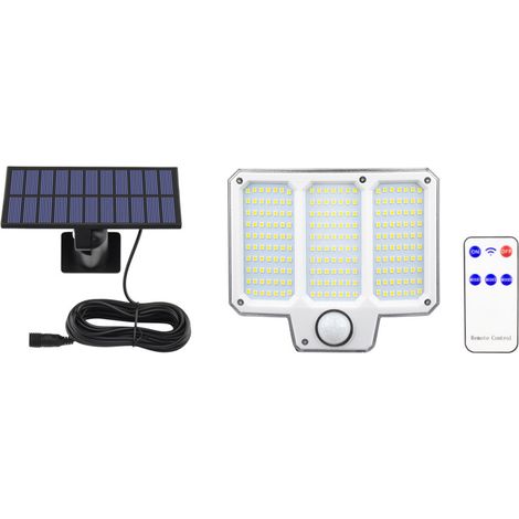 Projecteur Solaire LED 300lm avec Détecteur de Mouvement PIR, Panneau Détachable 14cm, Télécommande, IP44 pour Extérieur (1/5)