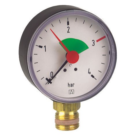 Manómetro de calefacción HZ 80 RAD, fi 80 mm, 0-4 bar, 1/2 pulgada rad, clase 2.5 vertical (1/5)