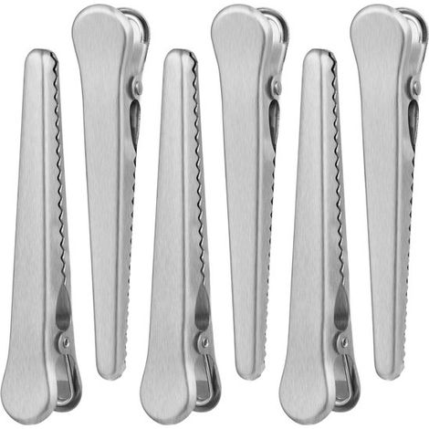 Confezione da 12 clip per sacchetti in acciaio inox, clip di chiusura riutilizzabili per sacchetti, alimenti, caffè, pane, clip per mantenere la freschezza del confezionamento (1/5)