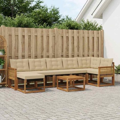 vidaXL Outdoor-Sofagarnitur mit Kissen 8 pcs Natur und Beige (1/5)