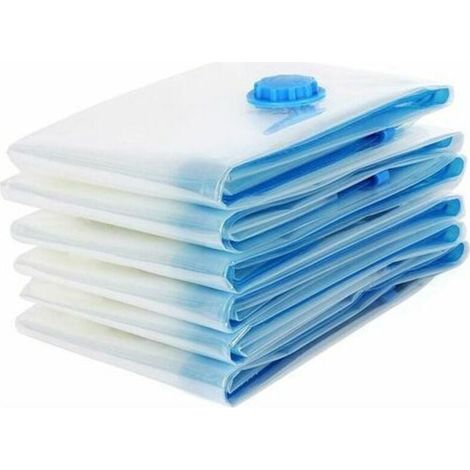 Lot de 6 sacs de rangement sous vide 80 x 100 cm, sac de voyage sous vide, sacs de rangement sous vide réutilisables (1/4)