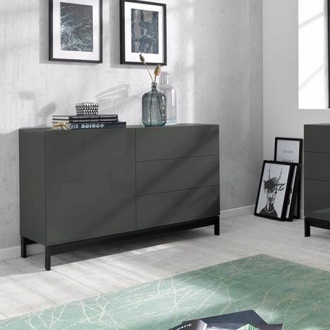 Buffet de salon 1 placard 3 tiroirs anthracite Metis Up Three Report (1/5)