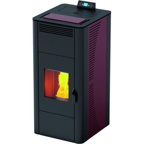 TERMOSTUFA A PELLET IDRO 24 - KW 21,9 Col. Bordeaux con telecomando