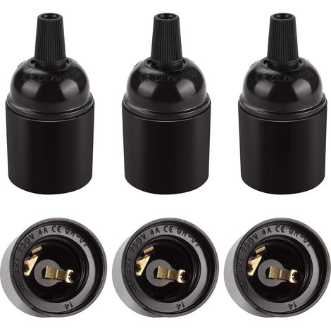 E27 Douille Vintage noir, retro suspension lampe, Lot de 6 (1/5)