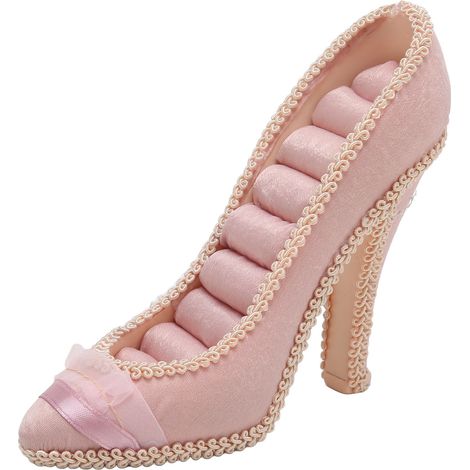 Porte-bijoux en forme de chaussure à talon haut rose - Présentoir pour bagues, boucles d'oreilles et bijoux (1/5)