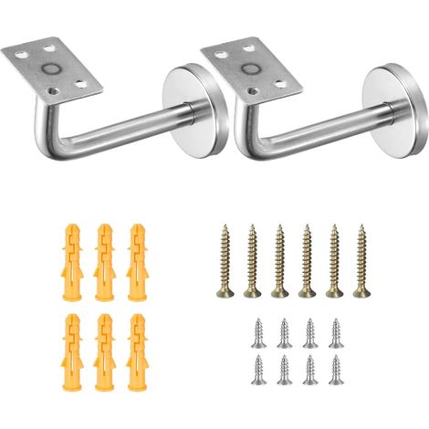 2Pcs Supports De Main Courant En Acier Inoxydable, 4" Porte-Main Courant Plat Support De Rampe D'Escalier Pour Main Courant Carré Avec Vis De Fixation, Argent (1/5)