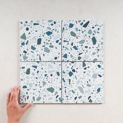 Carrelage Effet Terrazzo CONFETTI 18,6X18,6cm (0,45m2) Petrolio - Les Carreaux de Jean
