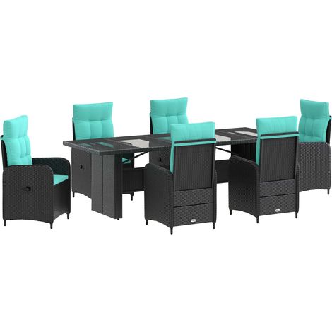 Maison Exclusive - Outdoortisch-Set 7 stk. Schwarz und Türkis Pol (1/5)
