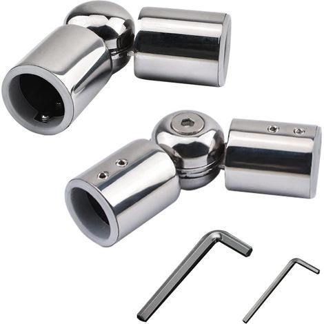 Connecteur d'angle Réglable, 2Pcs Connecteur de Coude de Tringle à Rideau en Acier Inoxydable Connecteur de Coude Articulé Robuste de 90 degrés à 180 degrés pour Tringle à Rideau de 1 Pouces (1/5)