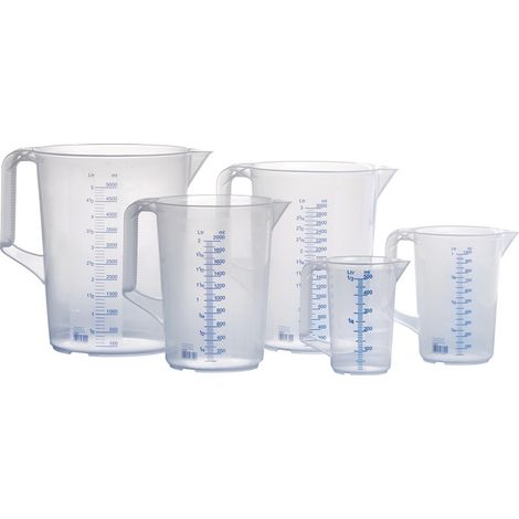 Hünersdorff Messkanne 500 ml, PP, 2 Skalen geschlossener Griff, transparent