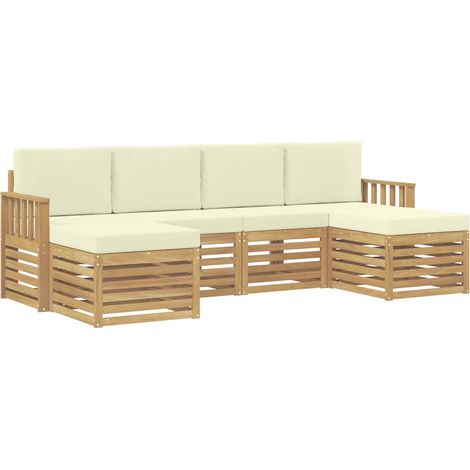 Ensemble de canapés d'extérieur 6 pc Blanc et crème Polyester vidaXL