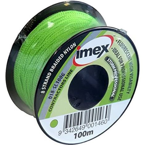 x10 GRETTZ Green 100m Stringline High Vis Fluorescent Braided Nylon