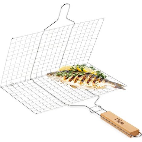 Grill Basket with Wooden Handle, 34x22 cm Metal (1/5)
