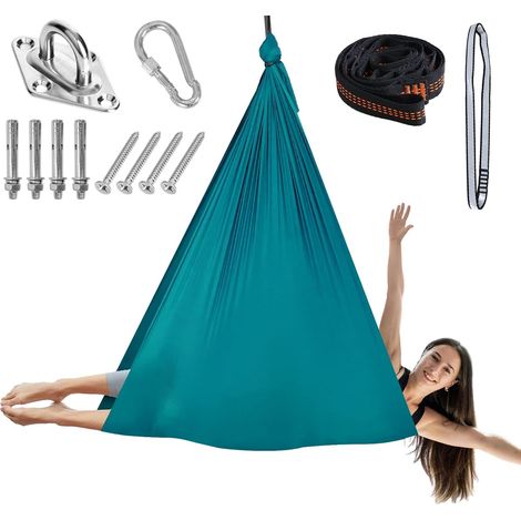 Hamac de Yoga aérien Kit de balançoire,Tissu Souple et résistant Sangle de Yoga et de Fitness Matériel d'installation Complet Guide d'installation Facile pour Musculation 280 x 150 cm (1/5)