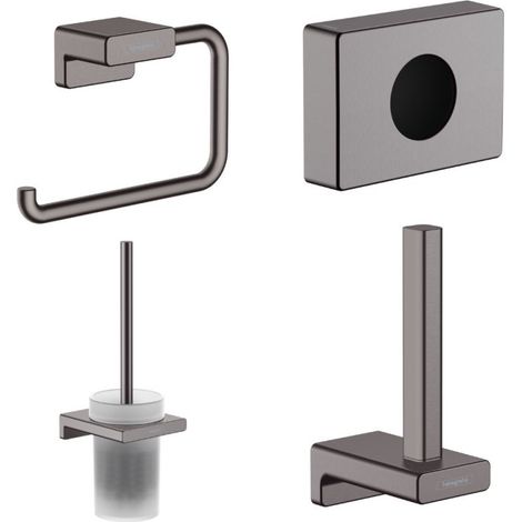 HANSGROHE Escobillero AddStoris + Portarrollos + Reserva portarrollos + Dispensador cromo cepillado negro
