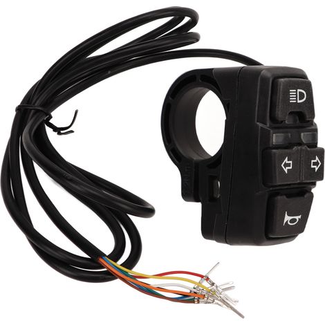Interrupteur de klaxon et d'éclairage pour vélo électrique 36 V/48 V, étanche IP54, compatible avec guidons de 22,2 mm, motos, vélos électriques et scooters. (1/5)