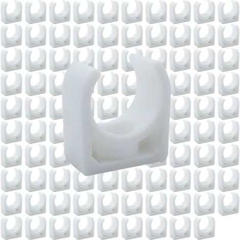 Clips de Tuyau en Plastique-100 pièces Support en U pour tuyau en PPR,Pour la plomberie et la tuyauterie,Vis non incluses(Diamètre intérieur 16mm)