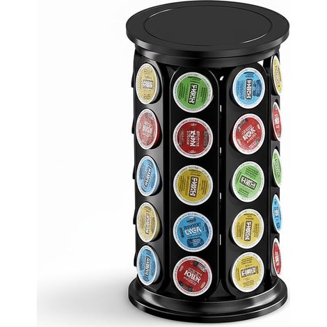 Organisateur pour 40 capsules, carrousel rotatif avec base amovible. Gain de place pour cuisine, bureau, plan de travail ou coin café. (1/5)