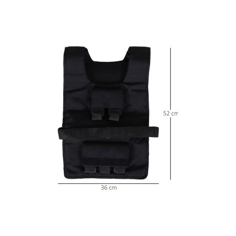 Gilet d'entraînement 30 kg, gilet lesté pour musculation, réglable, Oxford et fer, noir, 36x52cm (1/5)