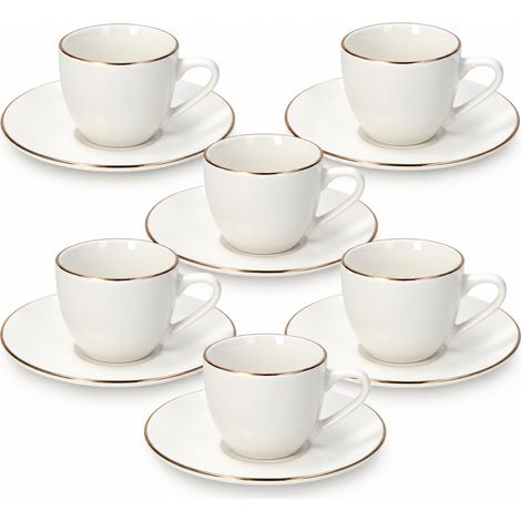 Set 6 Tazze Tazzine Caffè Madison Filo Oro con Piattino 90 cc Tognana (1/4)