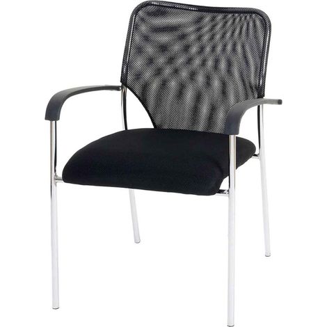 Lot de 12 chaises de conférence / visiteur Tulsa, empilable, tissu siège noir, dossier noir (1/5)