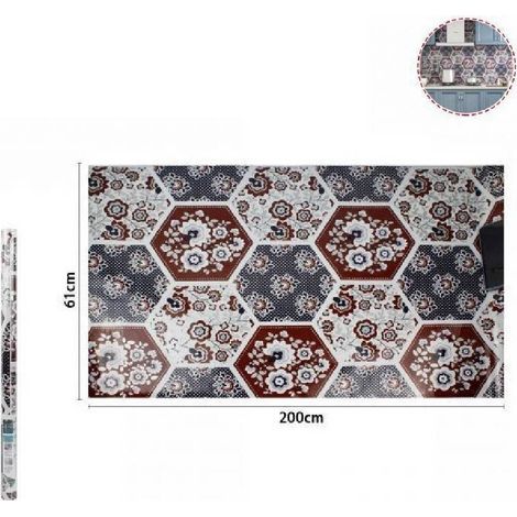 TRADE SHOP - Rotolo Adesivo Per Muri Parete Carta Da Parati 61cm X 2mt Esagoni Floreali 70859 -