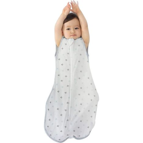 Baby sleeping bag, cotton sleeveless baby smoux blanket (star, 6-12 months)