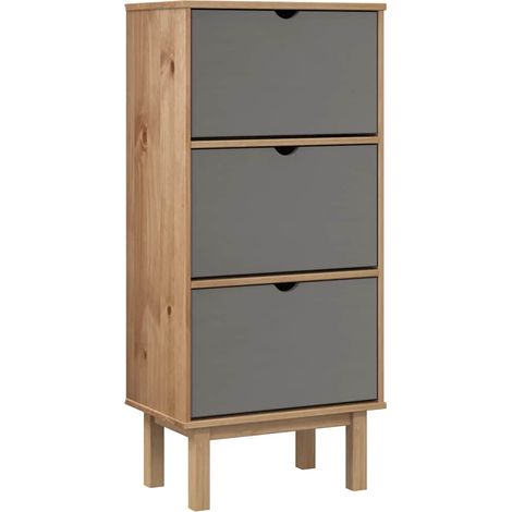 Meuble à chaussures,Armoire à chaussures OTTA et 3 tiroirs Marron et gris Bois pin CFW3895272 (1/5)