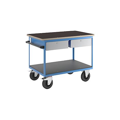 Carro de montaje  2 cajones  cuerpo azul luminoso  frentes en