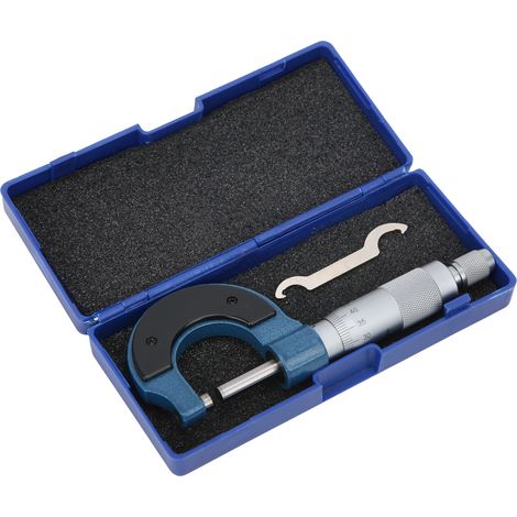 Micromètre à échelle 0-25 mm, diamètre extérieur, acier au carbone, verrouillage spiralé, instrument de mesure (1/5)