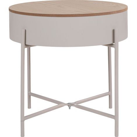 Tavolino Sisco in acciaio beige con piano naturale ø40x40 cm (1/5)