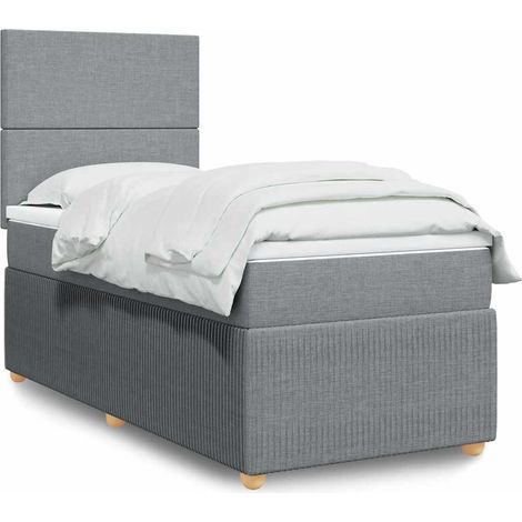 Boxspringbett mit Matratze Hellgrau 80x200 cm Stoff