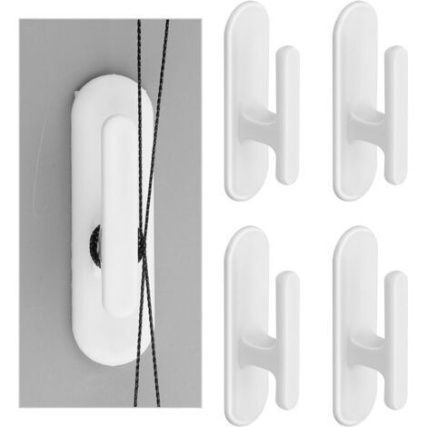 4 Pack Blind Cord Safety Hooks Adhesive Wall Hooks for Home Office Window Curtain Blinds White Ropes (1/4)