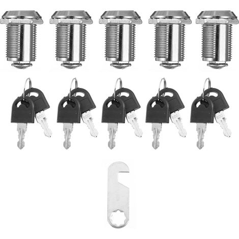 Lot de 5 verrous à came en alliage zinc pour armoires, boîtes aux (1/5)
